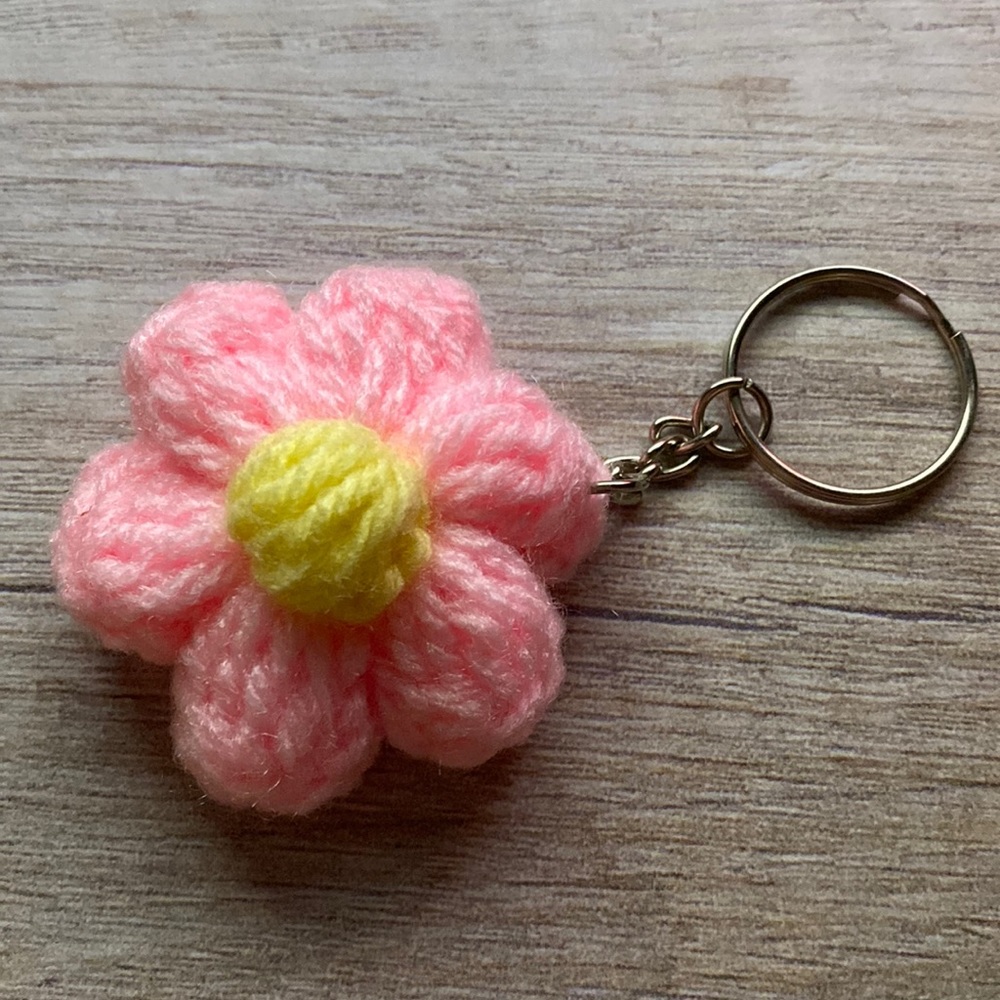 Handmade Crochet Flower Keychain